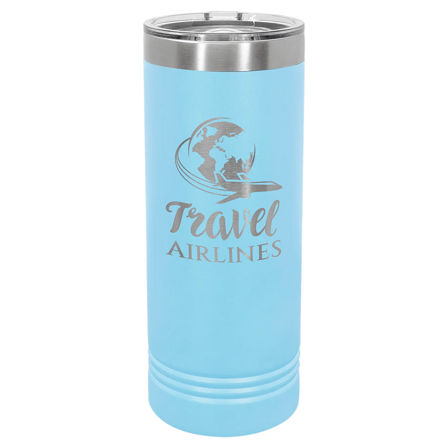 22 oz Skinny Tumbler with sleek design and engraved decoration.