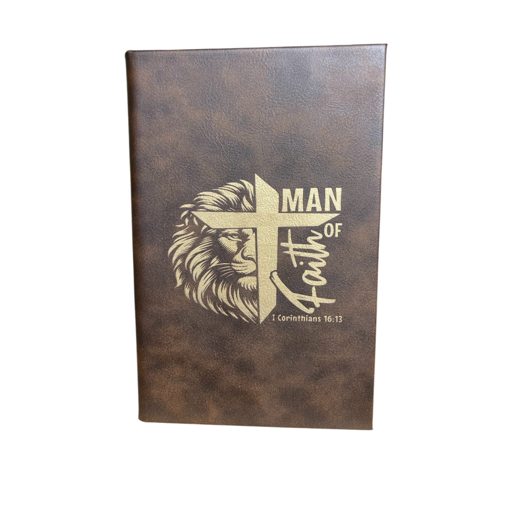 Man of Faith Engraved Journal Notebook with Lined Pages - Rust Belt Customz