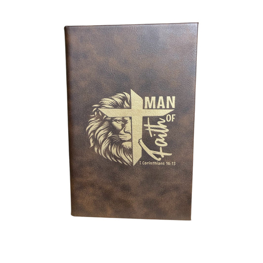 Man of Faith Engraved Journal Notebook with Lined Pages - Rust Belt Customz
