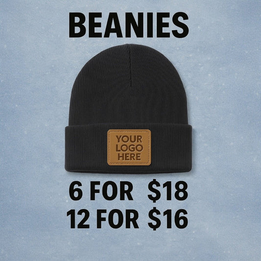 Beanies Custom Leather Patch 6 or 12 Beanies Sale - Rust Belt Customz