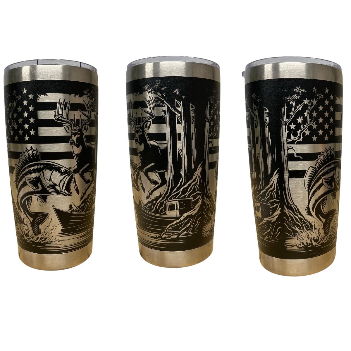 Deer & Fish Full Wrap 20 oz Tumbler – Custom Engraved Drinkware for Hunters & Fishermen | Rust Belt Customz - Rust Belt Customz