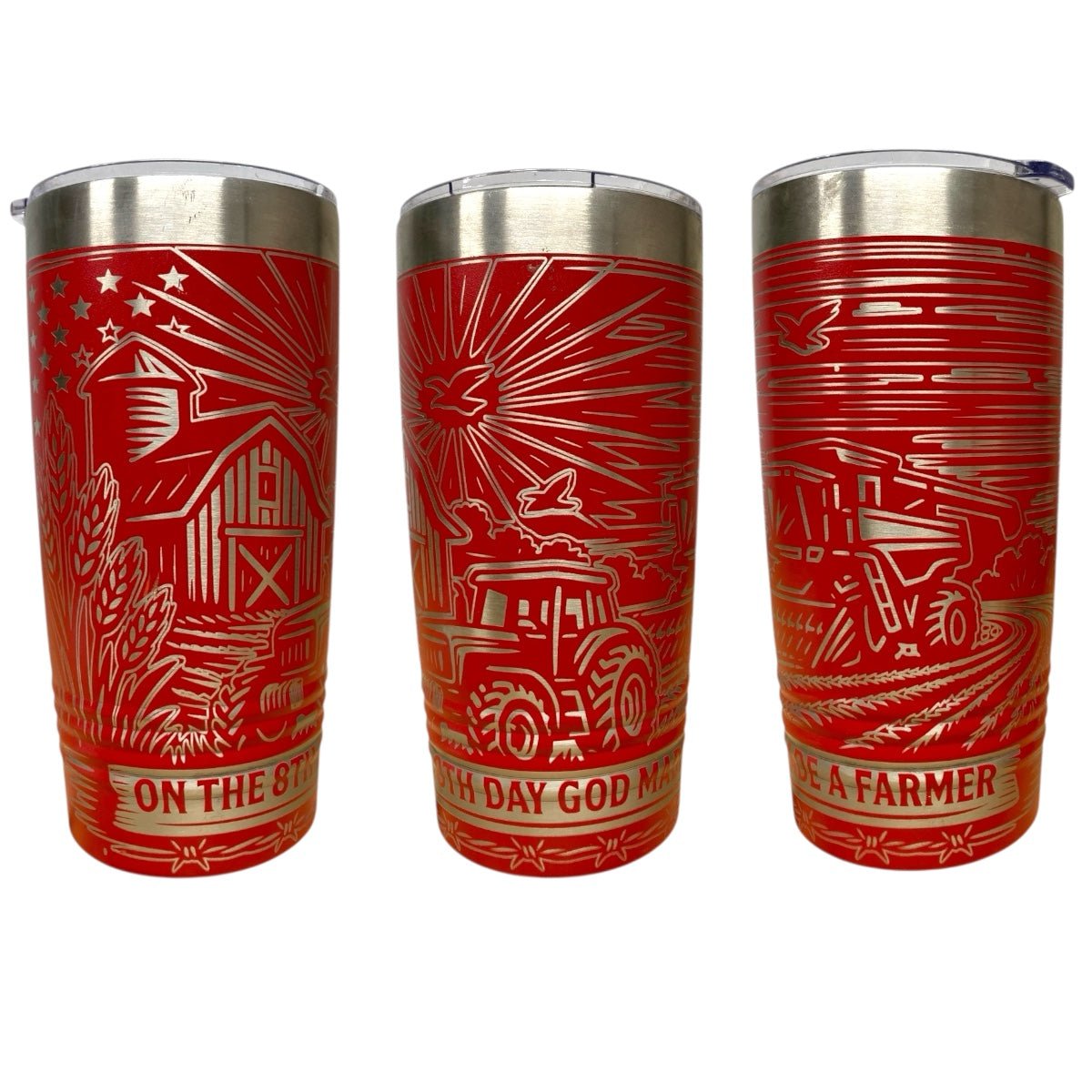 On the 8th Day God Made a Farmer 20 oz Full Wrap Tumbler – Custom Engraved Gift for Farmers & Ag Life - Rust Belt Customz