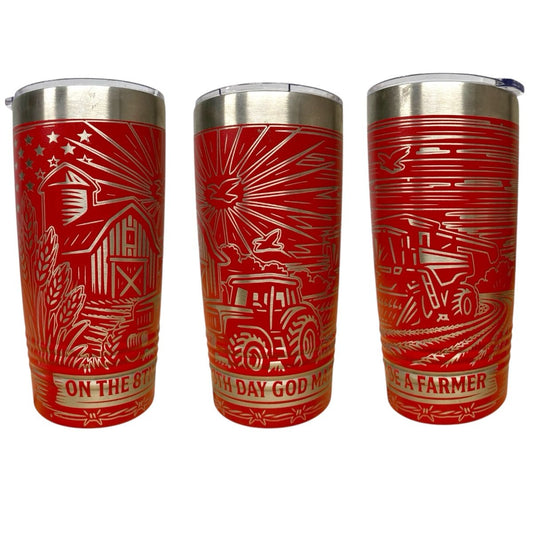 On the 8th Day God Made a Farmer 20 oz Full Wrap Tumbler – Custom Engraved Gift for Farmers & Ag Life - Rust Belt Customz