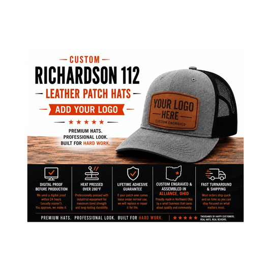Custom Richardson 112 Leather Patch Hats – Add Your Logo - Rust Belt Customz
