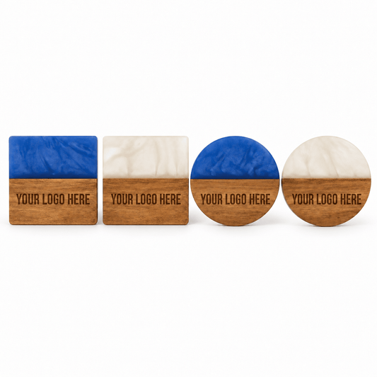 Custom Engraved Acacia & Pearl Resin Coasters - Rust Belt Customz