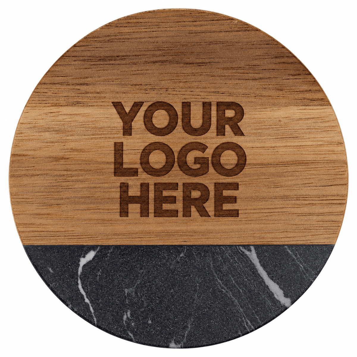 Custom Engraved Round Acacia & Marble Coasters - Rust Belt Customz