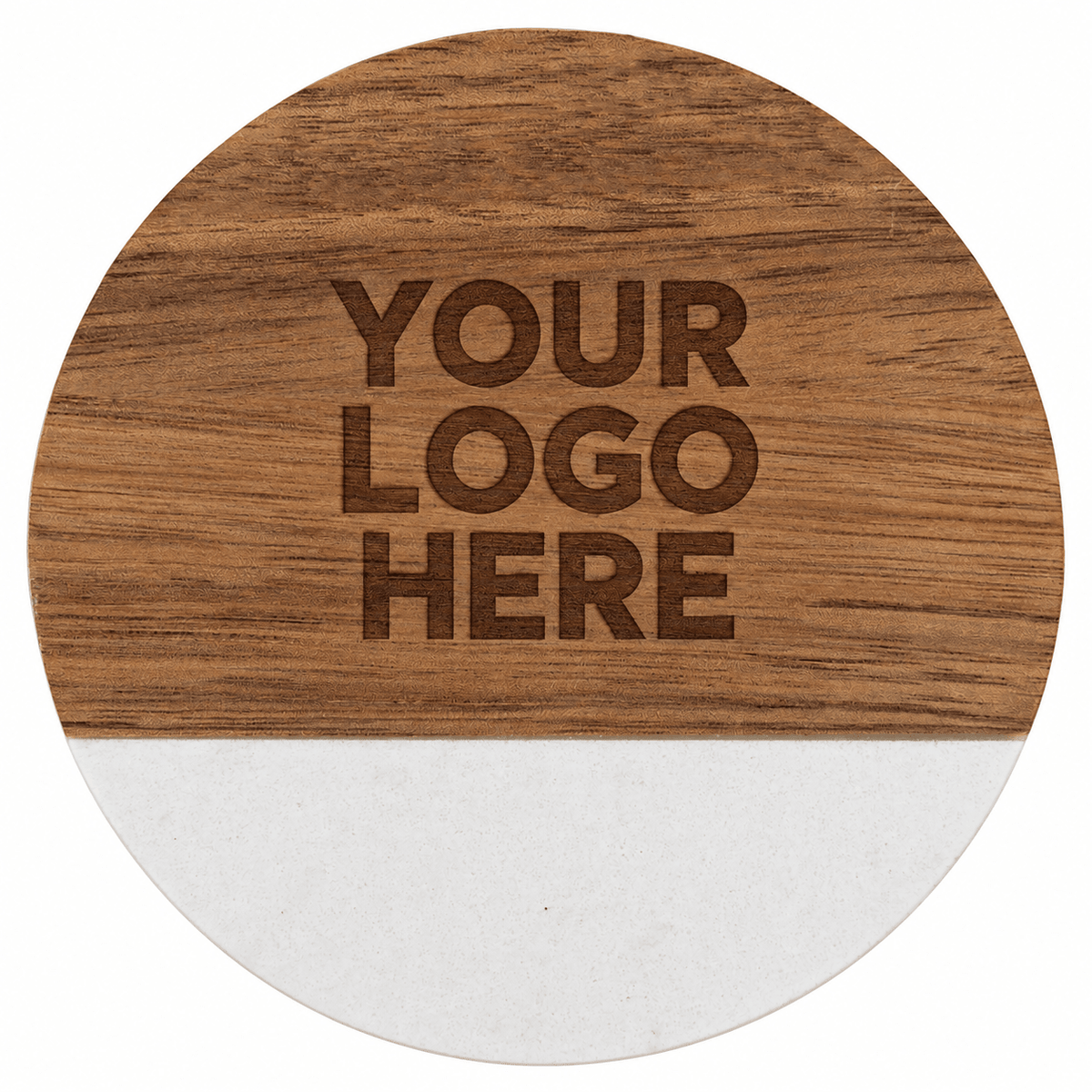 Custom Engraved Round Acacia & Marble Coasters - Rust Belt Customz